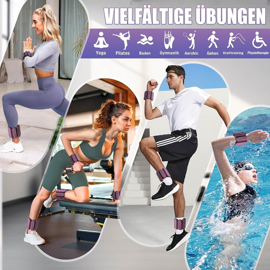 BECOJADDE Gewichtsmanschetten fuss 0.45 KG / 0.9 KG Je Gewichte für Beine und Arme Set 2 Ankle Weigh