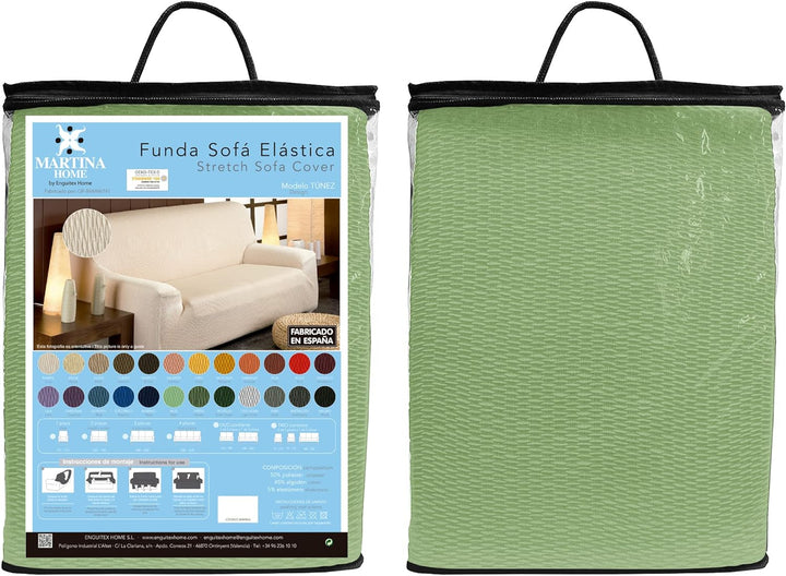 Martina Home tunez Elastischer Sofabezug, Baumwolle Polyester, Grün (Mus), 2 PLAZAS (120 a 190 cm)