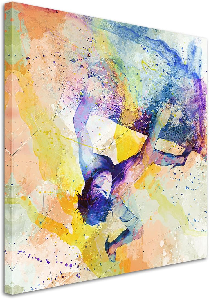 Klettern III 60x60cm Wandbild SPORTBILD Aquarell Art tolle Farben von Paul Sinus