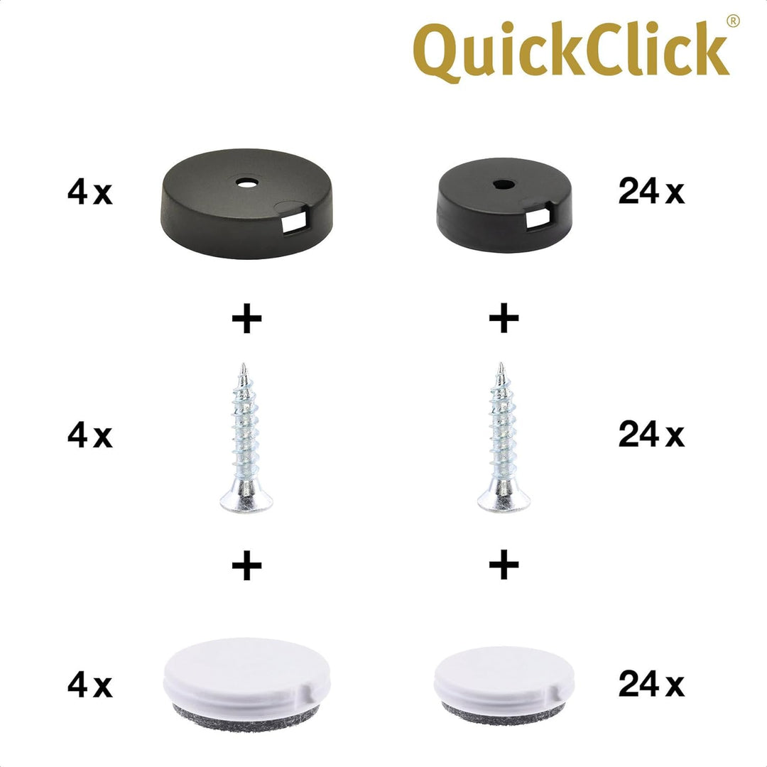 Wagner QuickClick® Möbelgleiter - Dining Set - 1 Tisch, 6 Stühle - 28 x Basis + wendbarer Einsatz -