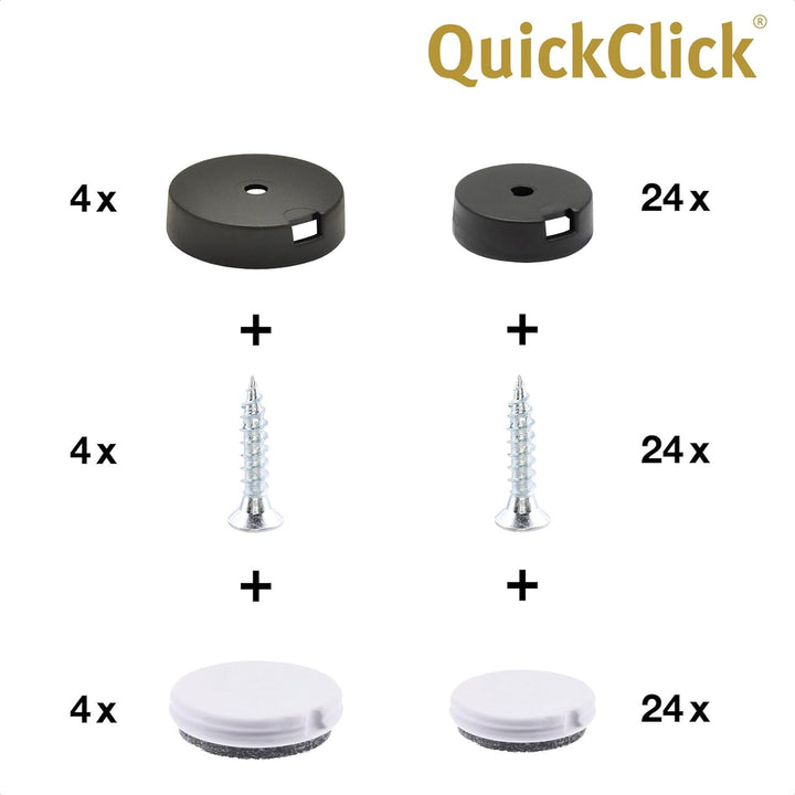Wagner QuickClick® Möbelgleiter - Dining Set - 1 Tisch, 6 Stühle - 28 x Basis + wendbarer Einsatz -