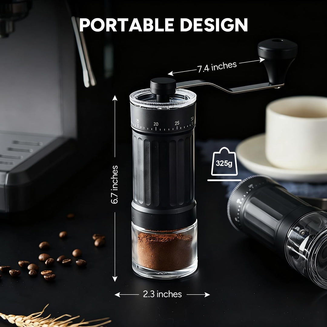 Manuelle Kaffeemühle, Tragbare Manuelle Handkaffeemühle mit 30g Kapazität, 40 verstellbare Einstellu
