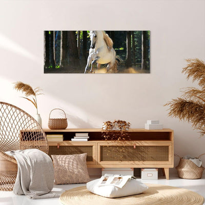 Panorama Bilder auf Leinwand 100x40cm Leinwandbild Staub Emotionen Pferd Natur Gross Wanddeko Bild S