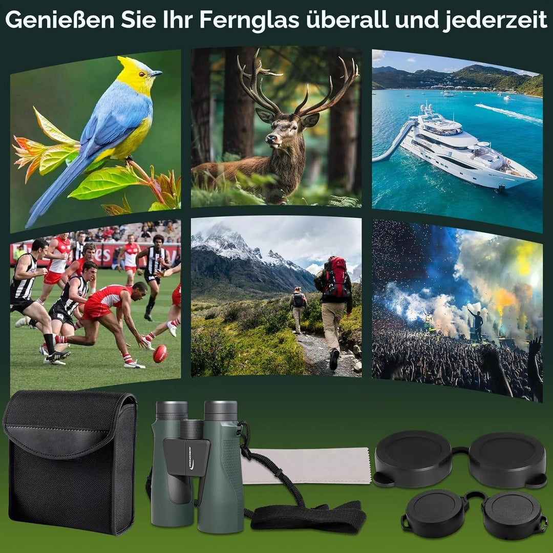 15x56 HD Fernglas Erwachsene - Aurosports Large View Fernglas mit klaren Low Light Vision - Leichtge