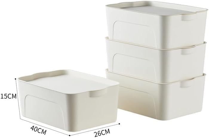 RMAN 4er Set Aufbewahrungsbox mit Deckel 15L Kunststoff (PP) Organizer Box Stapelbar Plastikbox für