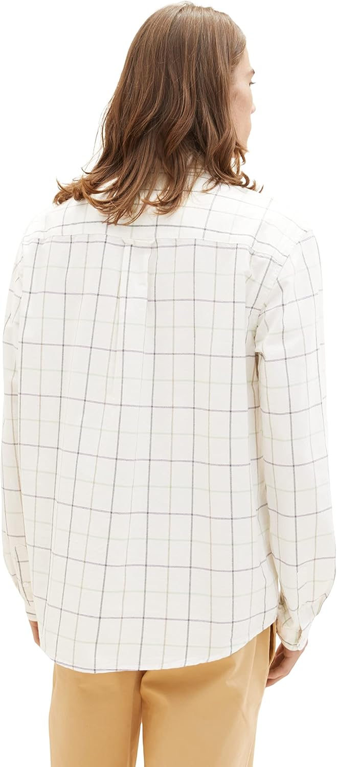 TOM TAILOR Denim Herren Relaxed Fit Karo-Hemd M 31153 - Off White Colorful Check, M 31153 - Off Whit