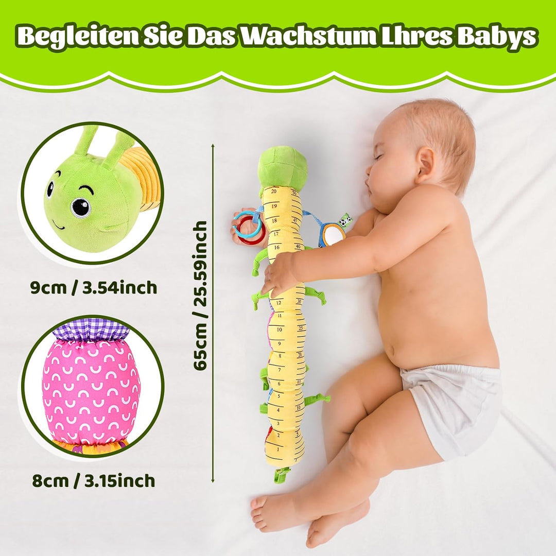 Herenear Baby Musical Raupe Kuscheltier, Raupe Plüschtier Spielzeug mit Lineal, Greifling zum Rassel