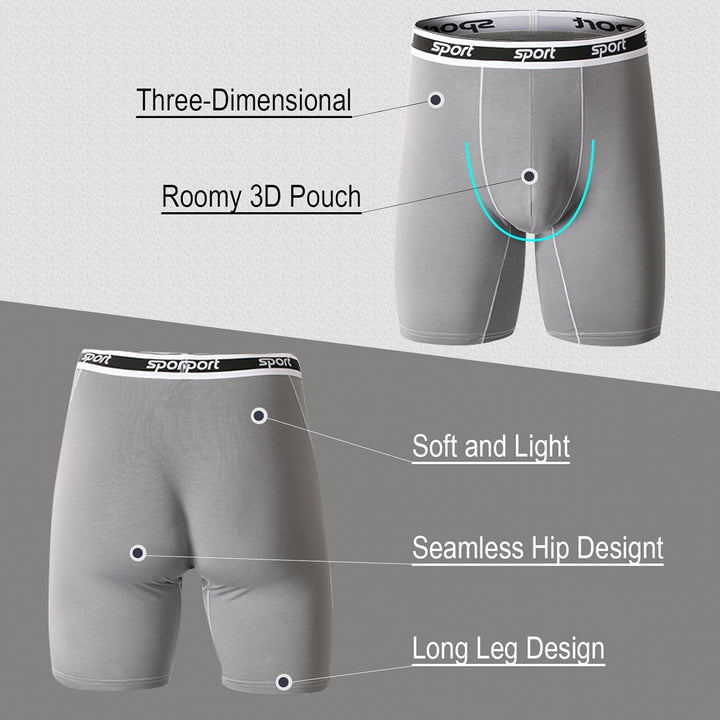 Nuofengkudu Herren Modal Unterwäsche Nahtlose Langes Bein Boxershorts Anti Chafing Unterhosen Atmung