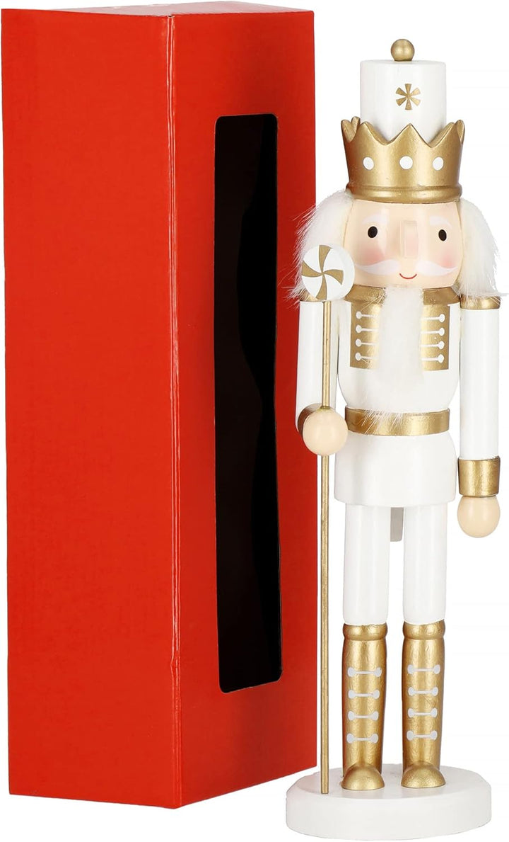 SPRINGOS Dekofigur Nussknacker Figur aus Holz König mit Zepter 30,5 cm Weihnachtsdekoration Holzfigu