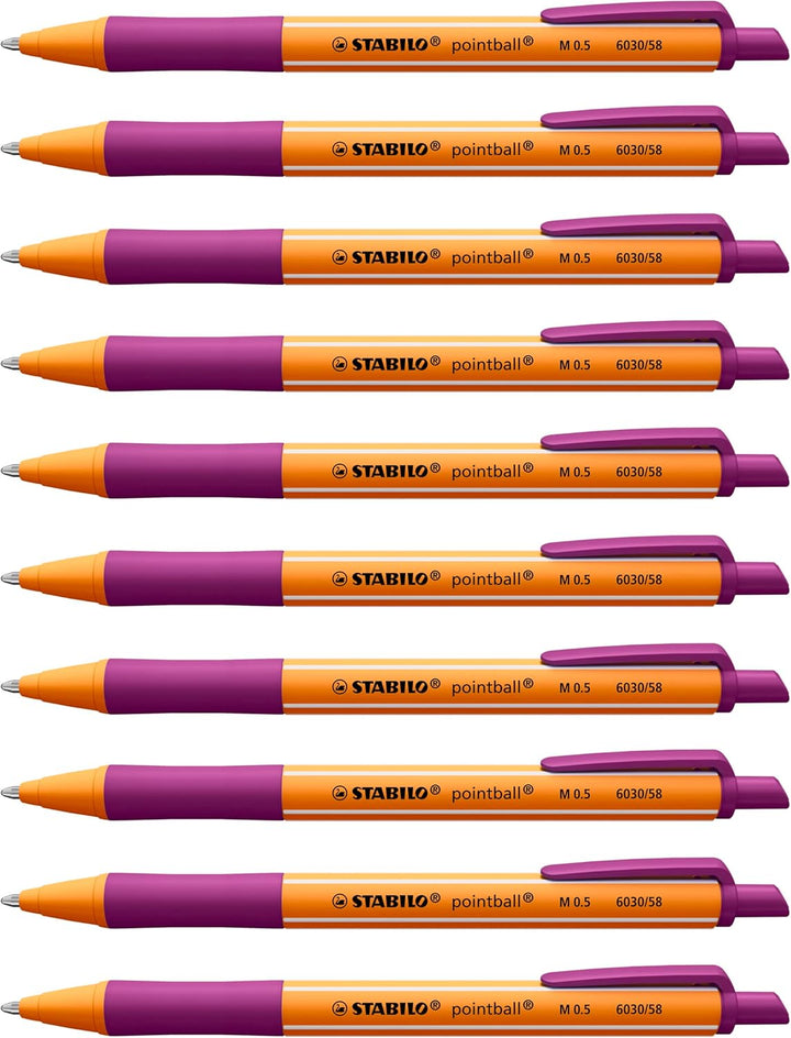 Druck-Kugelschreiber - STABILO pointball - 10er Pack - lila, lila