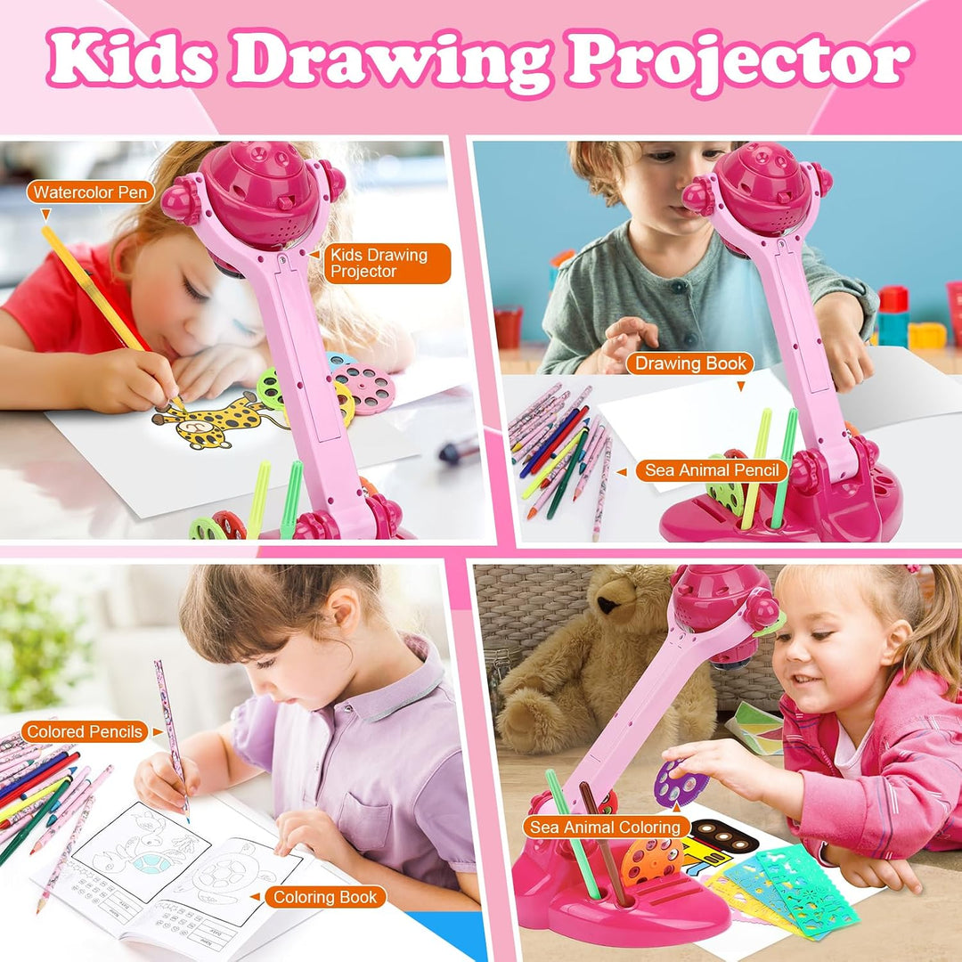 Zeichen-Projektor für Kinder, Kunst- und Bastelset, Spielzeug für Mädchen ab 3 Jahren, einschliessli