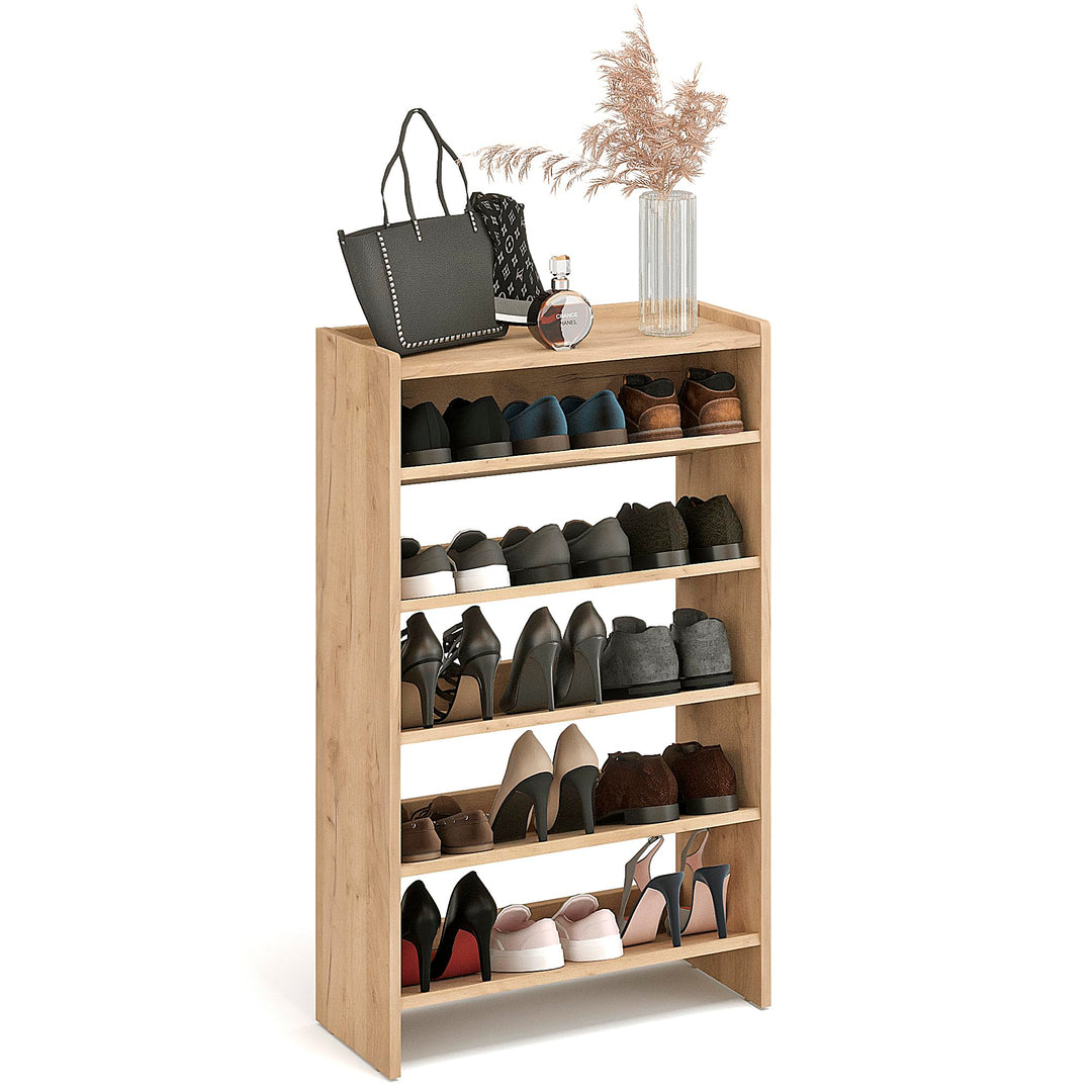KOMTO Schuhregal Schmal - Schuhablage Flur mit 5 Ebenen Offener Schuhschrank Schuh Organizer Platzsp