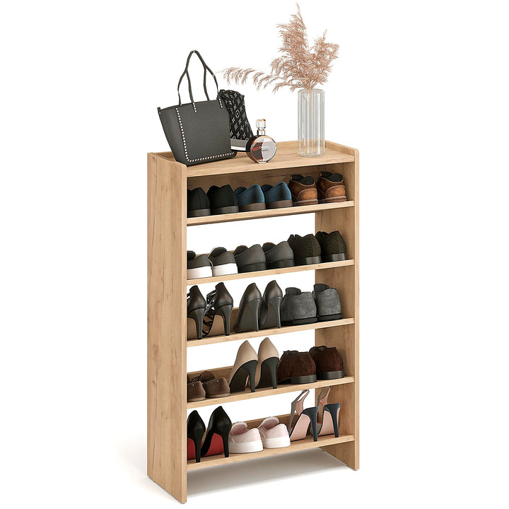 KOMTO Schuhregal Schmal - Schuhablage Flur mit 5 Ebenen Offener Schuhschrank Schuh Organizer Platzsp