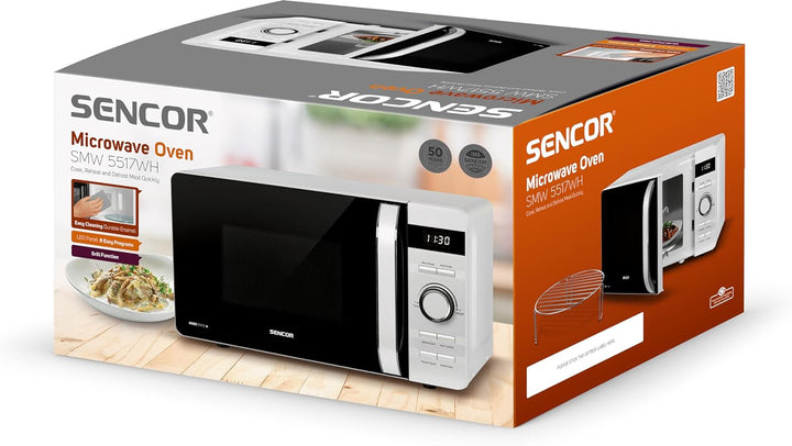 SENCOR mit 8 Programmen + Grill, Volumen 17 l, 800 W, schwarz-weiss