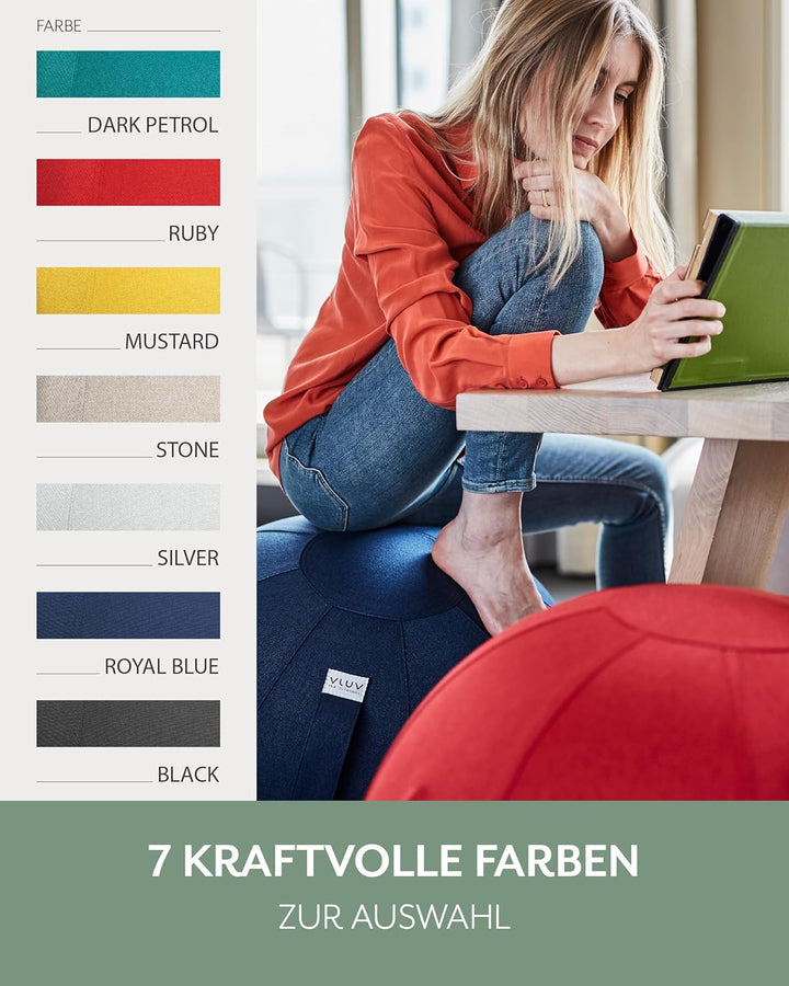VLUV BOL LEIV Stoff-Sitzball, ergonomisches Sitzmöbel für Büro und Zuhause, Möbelbezugsstoff, robust