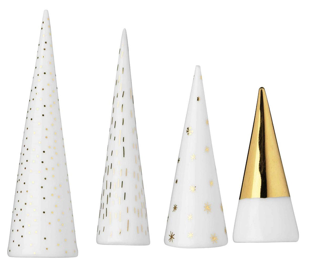 Räder 4er Set kleine Winterbäume gold