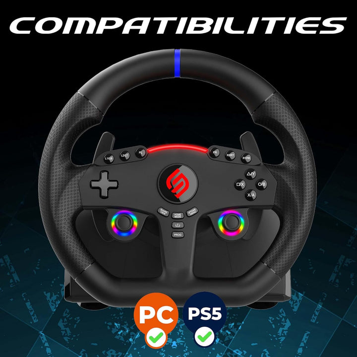 SUBSONIC – Lenkrad Superdrive 270 GT-5 – PS5-Lenkrad mit LED-Beleuchtung, zwei Joysticks, 270°- Dreh