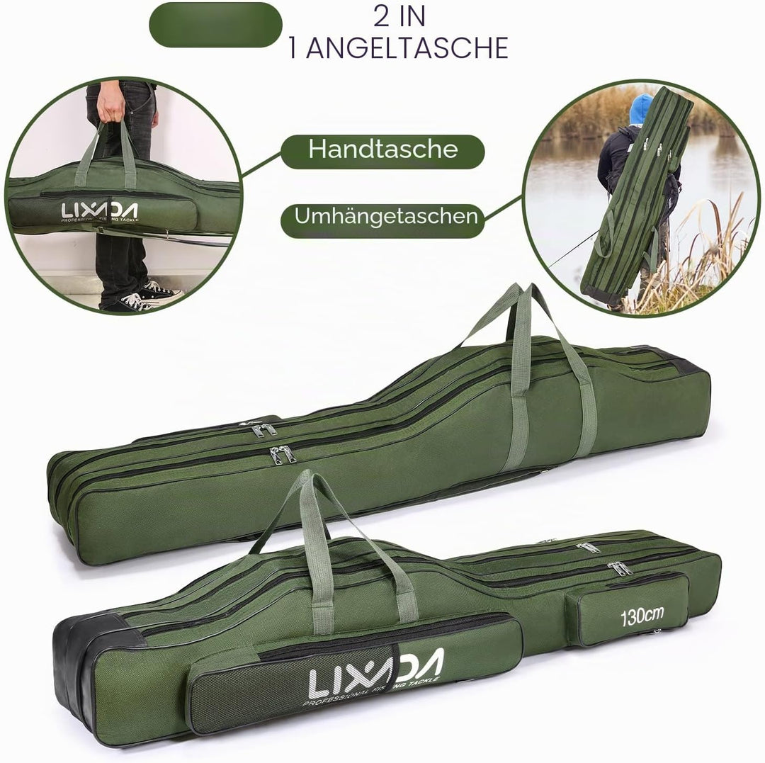 Lixada Angelrutentasche, tragbar, mit Rollen, DREI Schichten, faltbar, Angelrute, Tasche, Spule, Wer