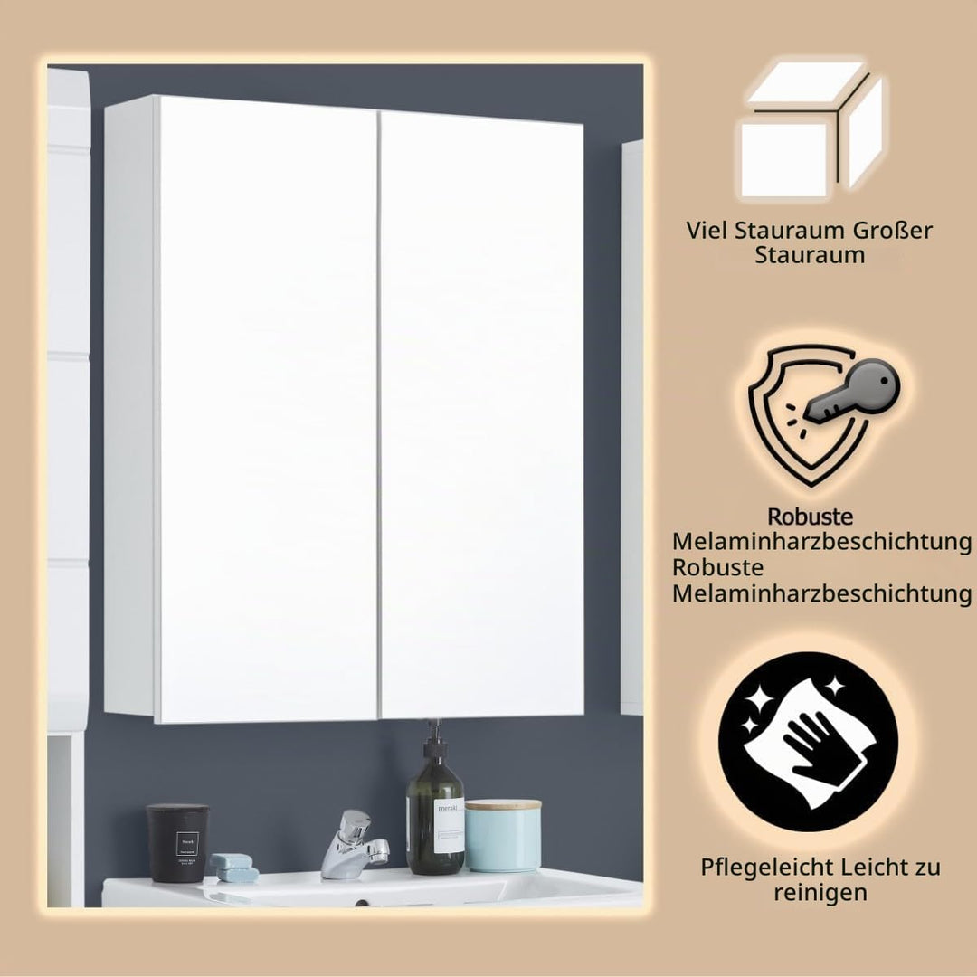 trendteam smart living - Spiegelschrank Spiegel - Badezimmer - Line - Aufbaumass (BxHxT) 60 x 67 x 1