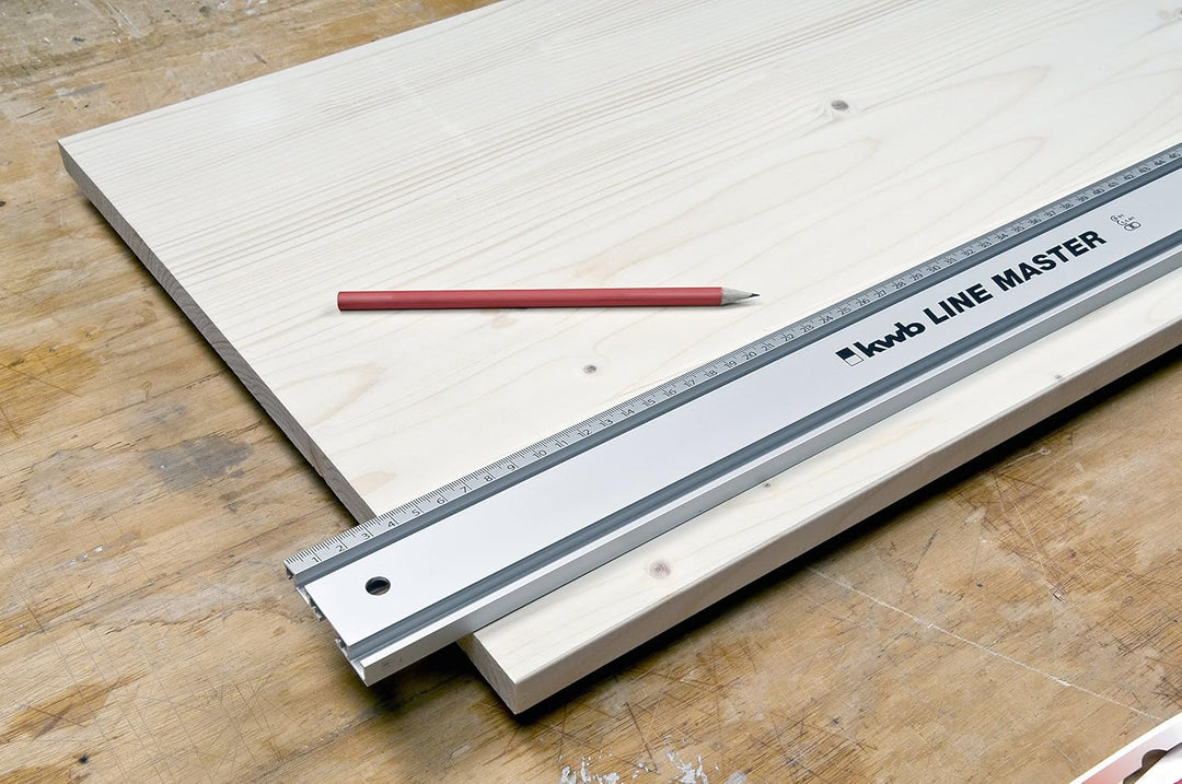 kwb LINE MASTER Präzisionslineal – Aluminium, 800-mm Universal-Führungsschiene für Kreissäge, Stichs