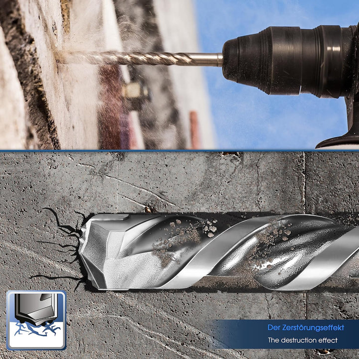 S&R SDS-Plus Hammerbohrer/Steinbohrer Set - 7x2-Schneiden Bohrhammer für Beton, Stein, Granit - 5-12
