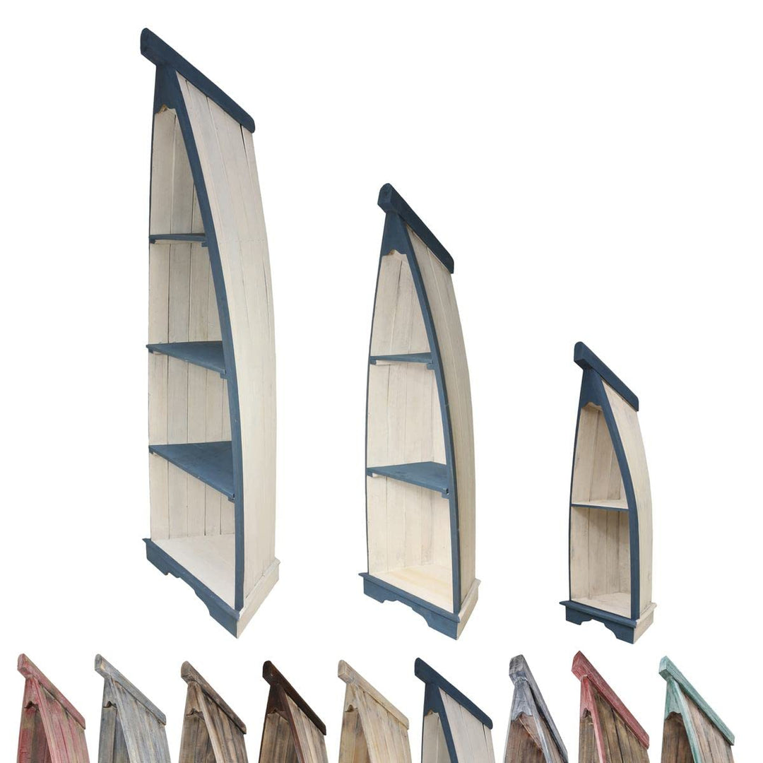 Bootsregal Boot Regal Bücherregal Bücherschrank Standregal Aufbewahrung 93-98cm Albesia Holz Weiss B