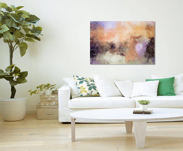 Paul Sinus Art Kunstfoto auf Leinwand 60x40cm Abstraktes Gemälde in Nude, Schwarz und Weiss auf Lein