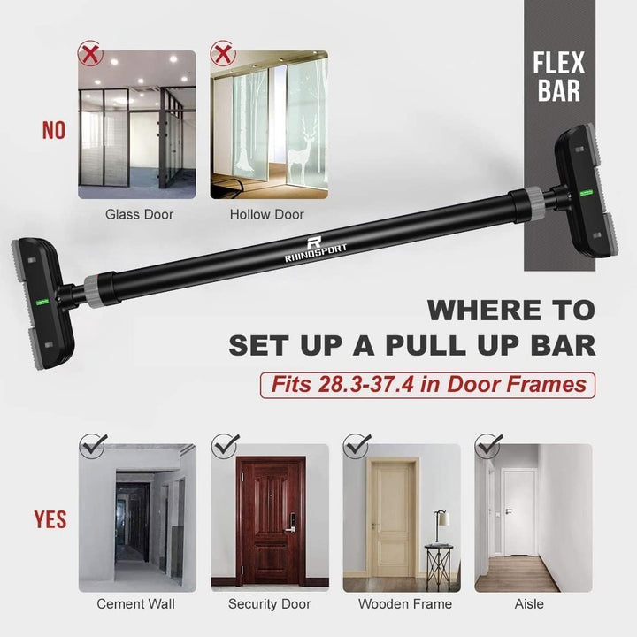RHINOSPORT Klimmzugstange Pull Up Bar Verstellbare Klimmzugstange, Oberarm und Bauchtrainer, Stabile