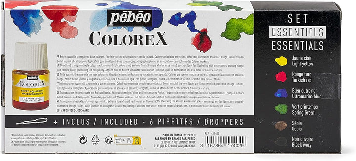 Pebeo Colorex Box, 6 x 20 ml Flaschen – Manga-Zeichen- und Illustrationsset Pebeo Colorex – Essentie