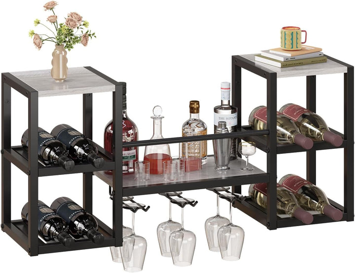 VEDECASA Weinregal Wand, 3 Ebenen Wand-Weinregale mit 6 Glashaltern, Wandmontage Wine Display-Stände