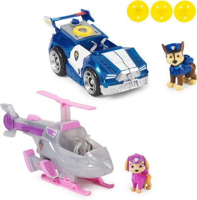 PAW PATROL The Movie 2er Set Fahrzeuge Filmhund Figuren Skye Chase 2er Pack Funkauto Hubschrauber