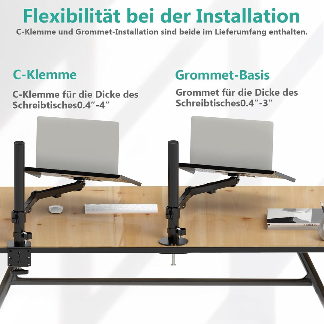 WALI Laptopablage Schreibtischhalterung für 1 Laptop Notebook bis 17 Zoll, voll verstellbar, 10 kg K