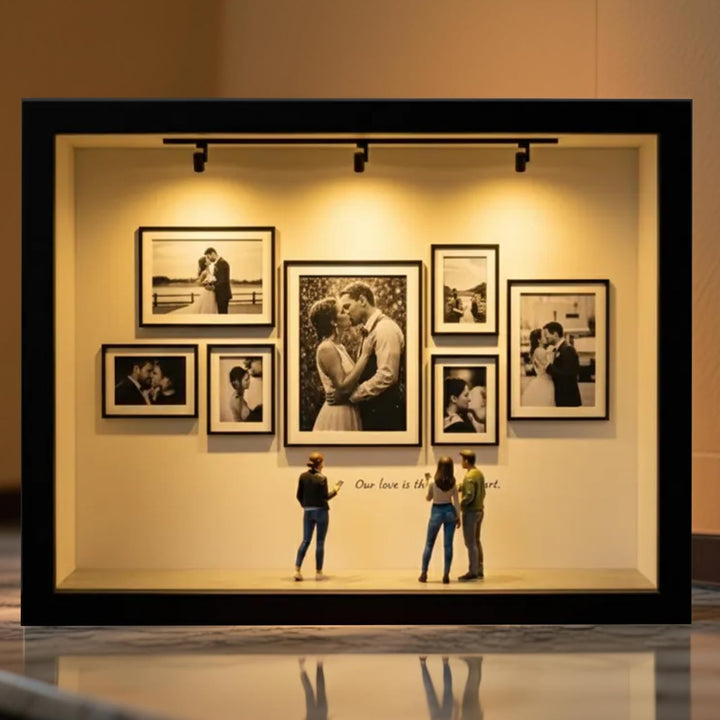 Pipihome DIY Mini Museum Bilderrahmen, Mini Figuren Menschen Museum Silhouette Box mit Golden Rahmen