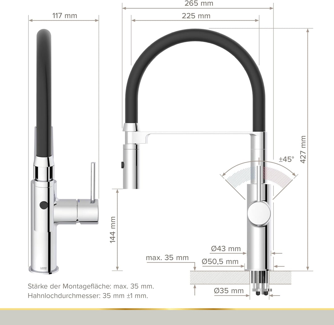 Lenz NALU Küchenarmatur chrom 46070202, Chrom