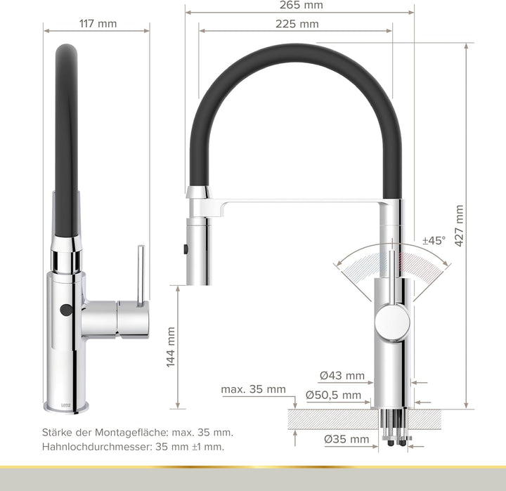 Lenz NALU Küchenarmatur chrom 46070202, Chrom