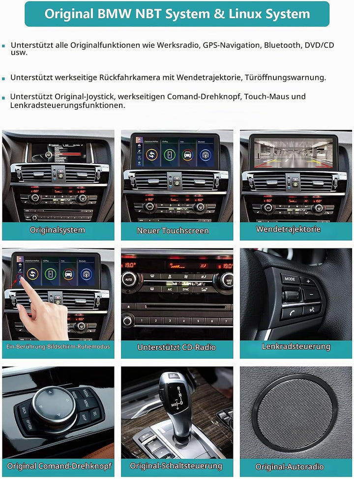 10,25 Zoll Autoradio-Touchscreen für 2013-2016 BMW X3/X4 Serie F25 F26 mit NBT-System, unterstützt A