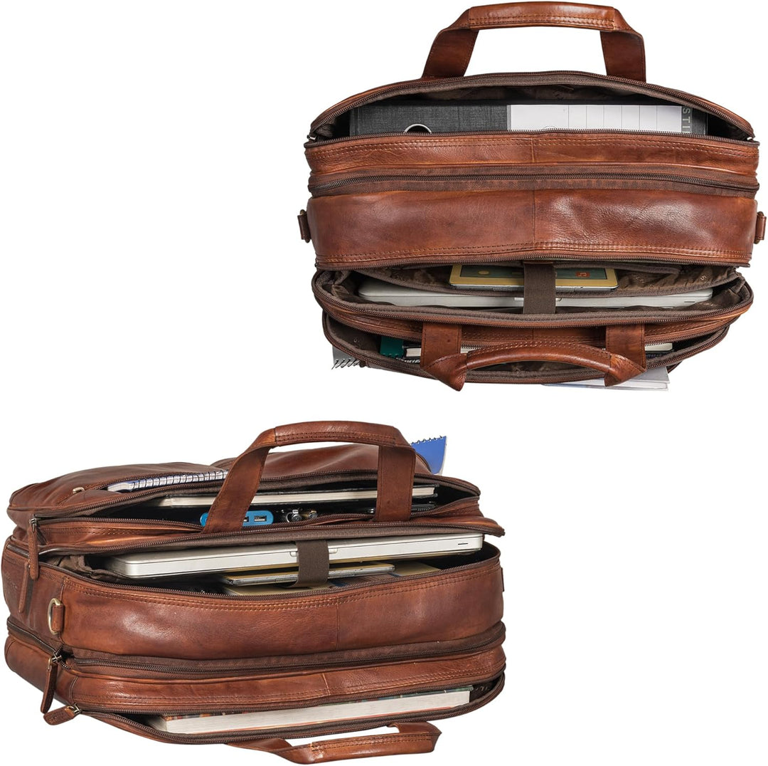STILORD 'Arnold' Geräumige Laptoptasche Leder 17.3 Zoll bis 19 Zoll Vintage Aktentasche Lehrertasche
