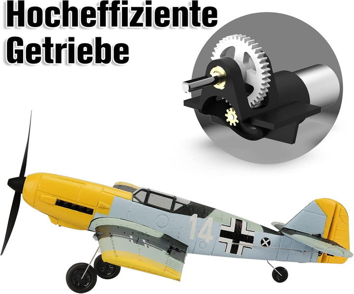 BF-109 RC Flugzeug, 2.4Ghz 4-CH Ferngesteuertes Flugzeug Warbird Aerobatics Flugzeug Spielzeug RTF m