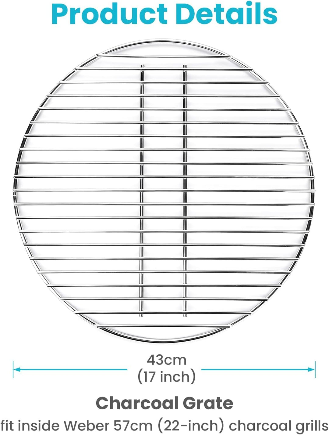Kohlerost 43 cm Durchmesser (kein Grillrost), Ersatz für Weber 57 cm Holzkohlegrill, One-Touch, Perf