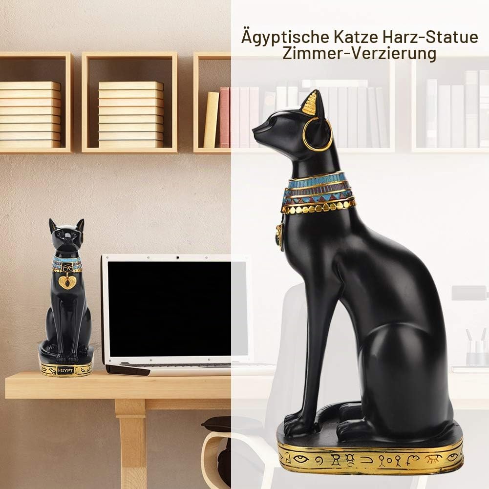 Tomotato Ägyptische Katze Statue, Harz Katze Figur Handgefertigte Katzenskulptur Dekoration Zimmer H