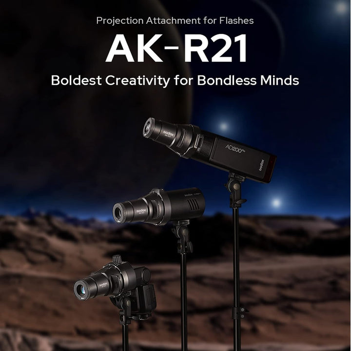 Godox AK-R21 Projektionsaufsatz für Blitzgeräte für GODOX V860III TT685II TT600 AD100PRO AD200 AD200