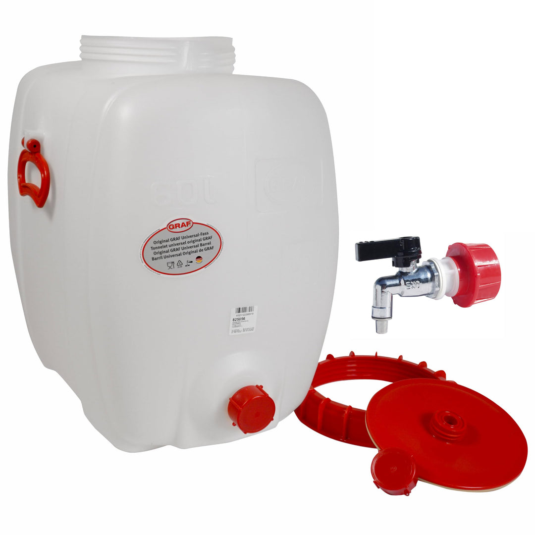 Graf Getränkefässer Saftfässer Kunststofffässer Ovale 60-500 Liter (Oval 60 Liter mit Messing Auslau