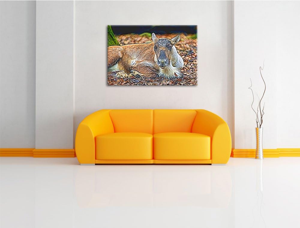junger Elch Deluxe Format: 100x70 cm auf Leinwand, XXL riesige Bilder fertig gerahmt mit Keilrahmen,