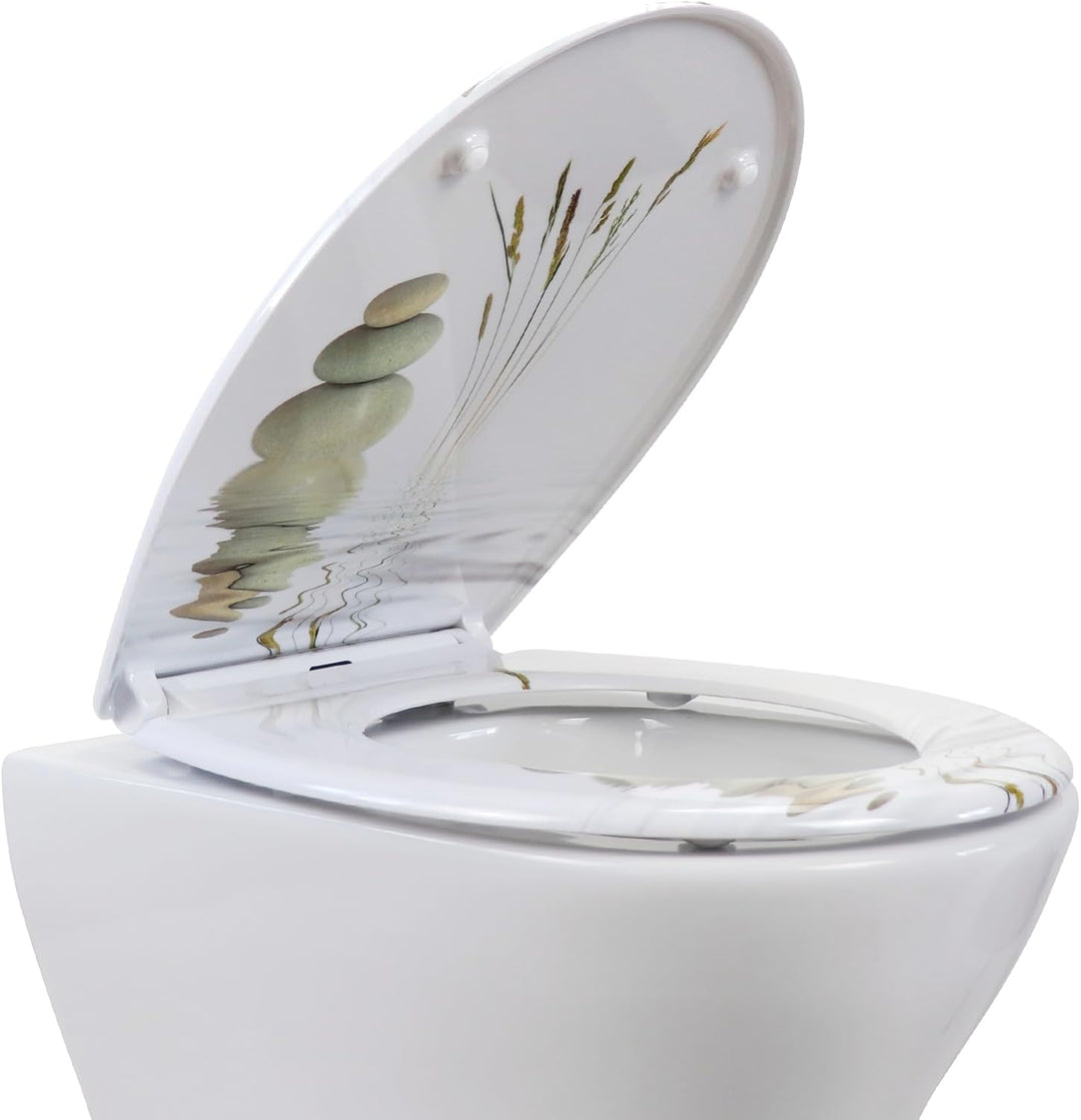 Fanmitrk WC Sitz mit Absenkautomatik, Toilettendeckel Duroplast, Klodeckel mit Schnellverschluss, Mo
