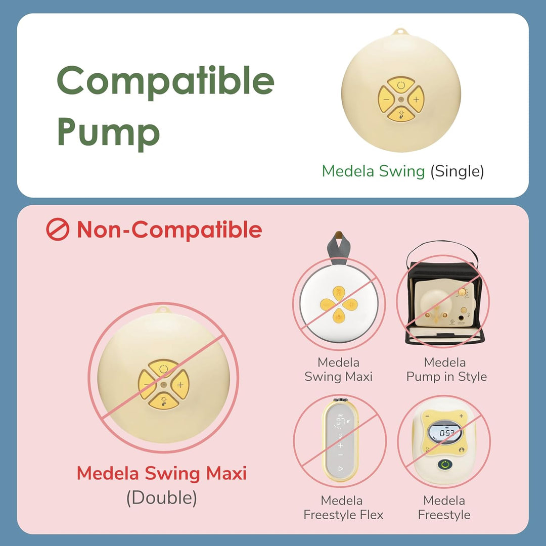Maymom-melkpompset Kompatibel mit Medela-Swing-Milchpumpe. Bevat Brusthaube,Ventilkopf, Ventilmembra