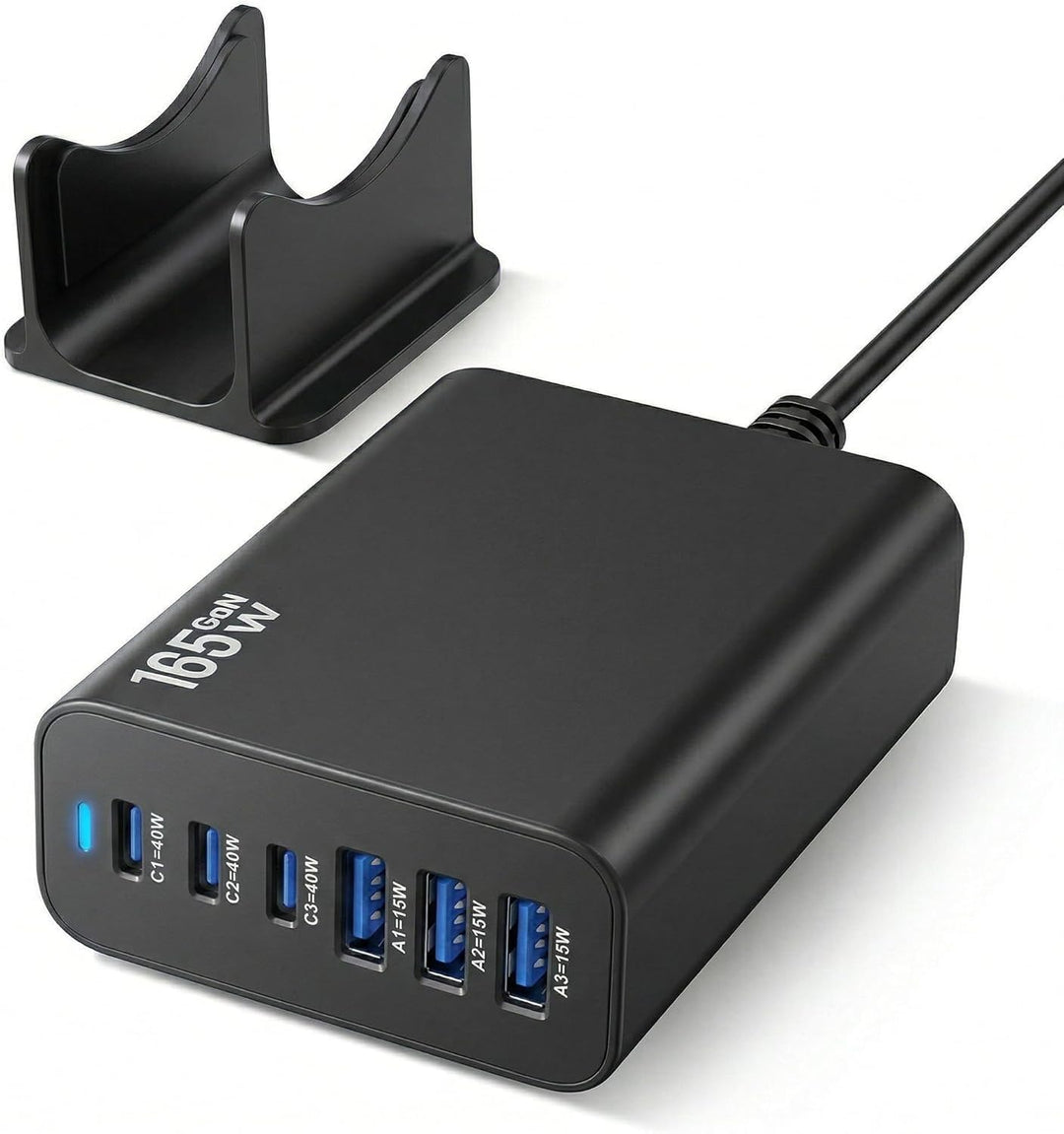 6 Ports Ladestation Schnellladegerät, 165W USB C Schnelllade Netzteil, PD Power GaN Ladegerät kompat