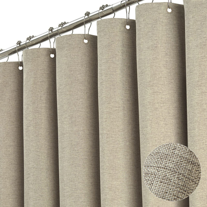Premium Duschvorhang Leinen Stoff Textil 240x200cm Wasserdicht Anti-Schimmel für Badezimmer Hellcoff