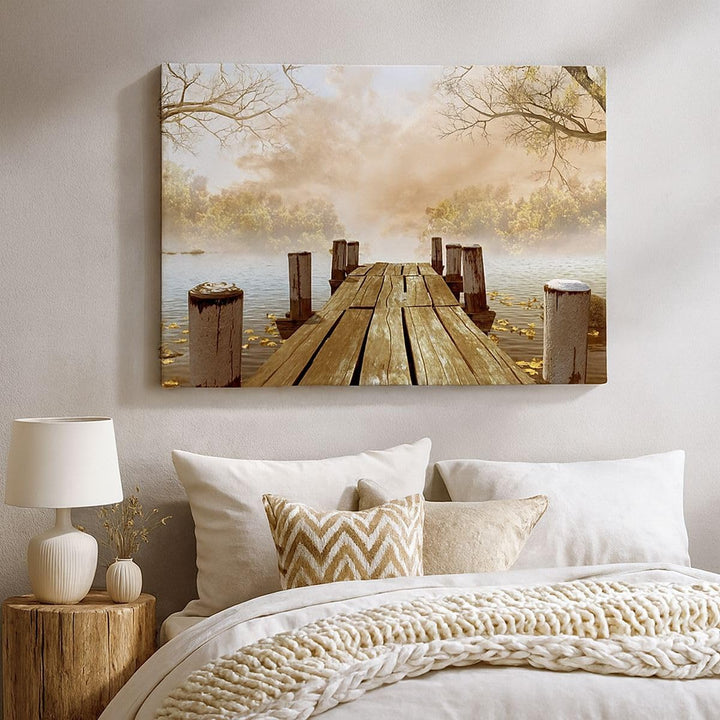 Bilder auf Leinwand 100x70cm Leinwandbild Illustration herbst landschaft bäume Gross Wanddeko Bild S