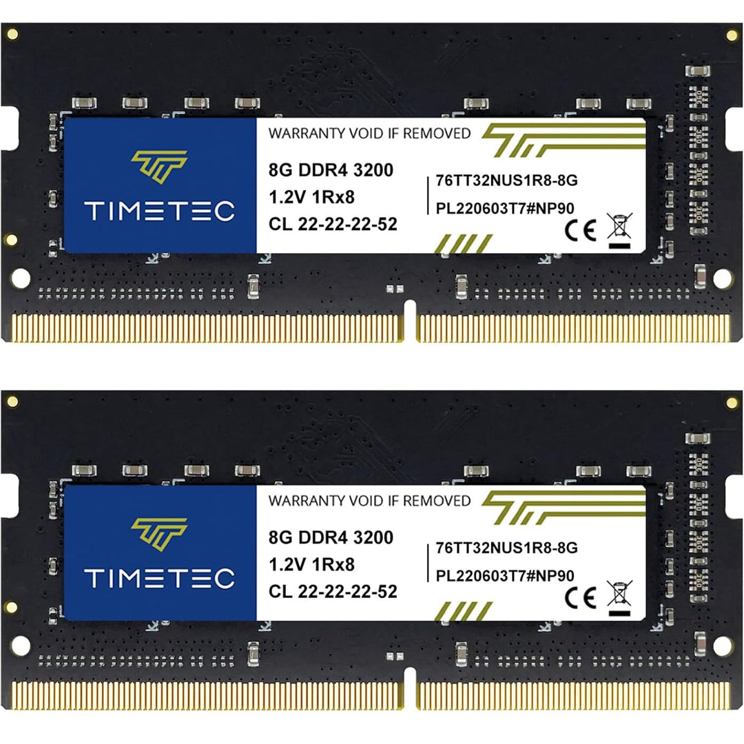 Timetec 16GB KIT (2x8GB) DDR4 3200MHz (DDR4-3200) PC4-25600 Non-ECC Unbuffered 1.2V CL22 1Rx8 Single