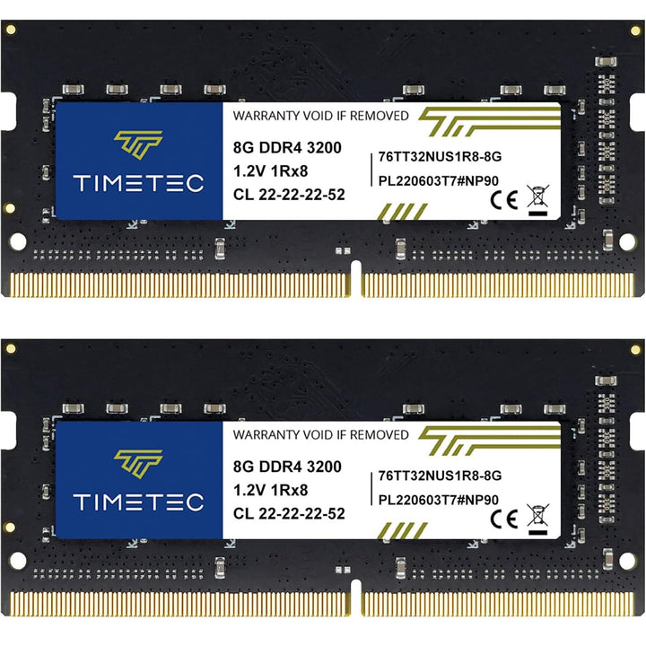 Timetec 16GB KIT (2x8GB) DDR4 3200MHz (DDR4-3200) PC4-25600 Non-ECC Unbuffered 1.2V CL22 1Rx8 Single